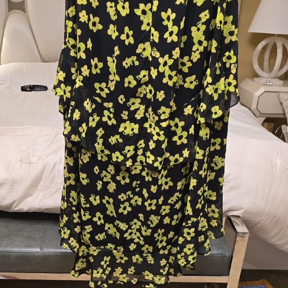 WAYF Strapless Dress with Green Floral Pattern XL - Picture 9 of 16